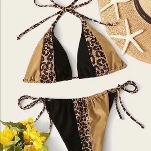 SHEIN Brand new cheetah print triangle bikini set